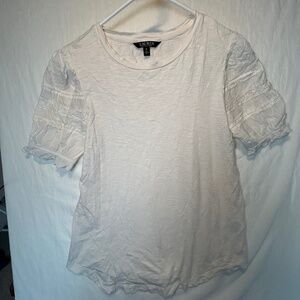 $79 Ralph Lauren Womens white cotton Puff-Sleeve Slub Jersey T-Shirt Top Size M